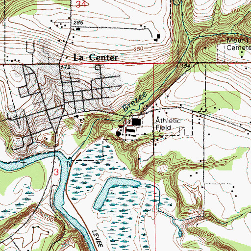 Topographic Map of La Center Middle School, WA