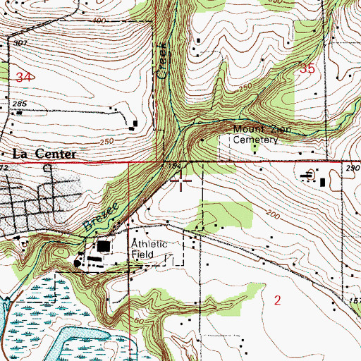 Topographic Map of La Center High School, WA