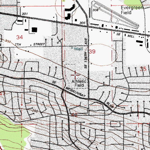 Topographic Map of Wy'east Middle School, WA