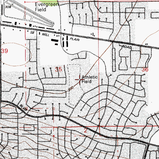 Topographic Map of Mountain View High School, WA