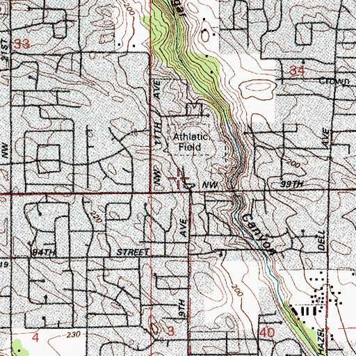 Topographic Map of Columbia River High School, WA
