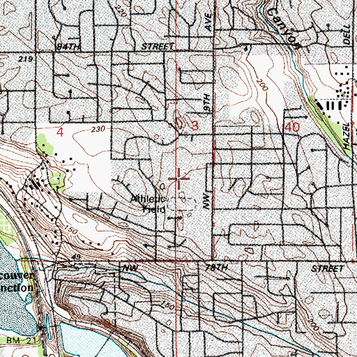 Topographic Map of Jason Lee Middle School, WA