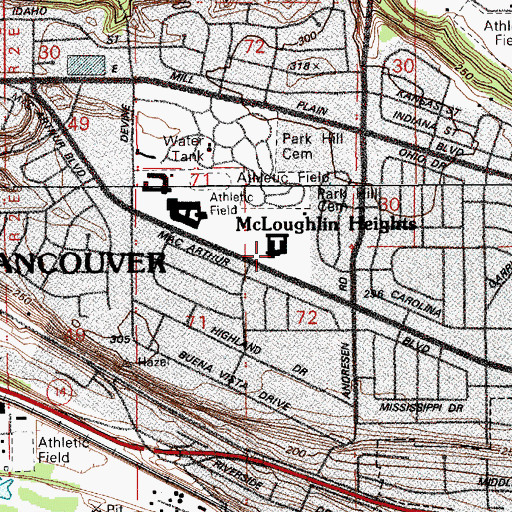 Topographic Map of George C Marshall Elementary School, WA