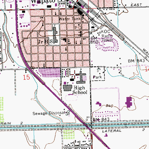 Topographic Map of Satus Elementary School, WA