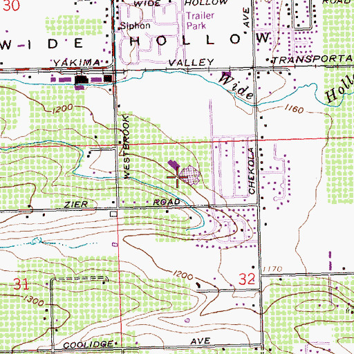 Topographic Map of West Valley Junior High School, WA
