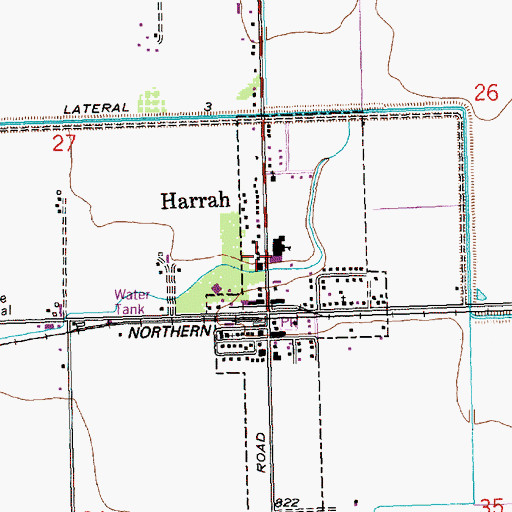 Topographic Map of Harrah Elementary School, WA
