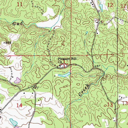 Topographic Map of Pleasant Hill Cemetery, AL