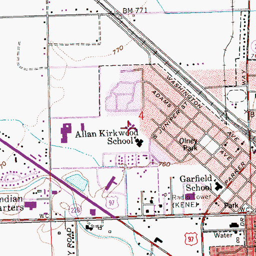 Topographic Map of Toppenish High School, WA