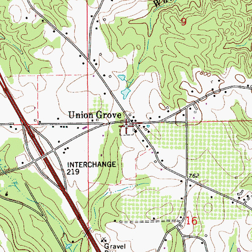 Topographic Map of Union Grove Cemetery, AL