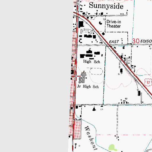 Topographic Map of Harrison Middle School, WA