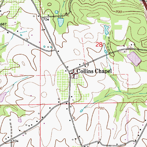 Topographic Map of Collins Chapel Cemetery, AL