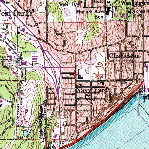 Topographic Map of West Hills STEM Academy, WA