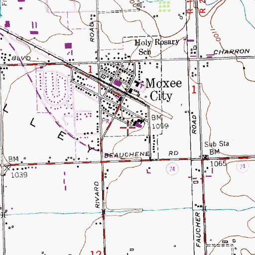 Topographic Map of Moxee Elementary School, WA