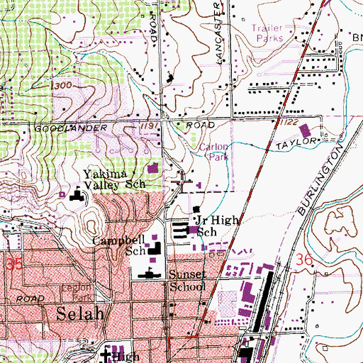 Topographic Map of Pulse Alternative School, WA