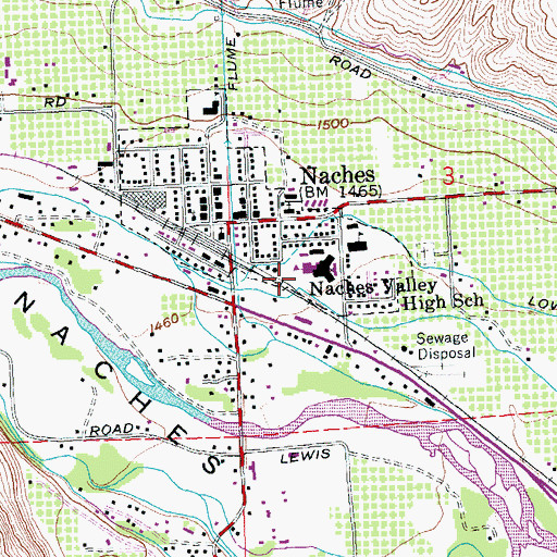 Topographic Map of Naches Valley Middle School, WA