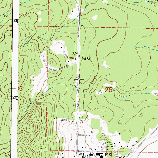 Topographic Map of Wellpinit High School, WA