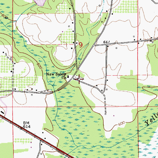 Topographic Map of New Salem Cemetery, AL