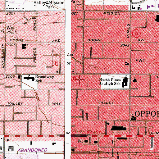 Topographic Map of Opportunity Elementary School, WA