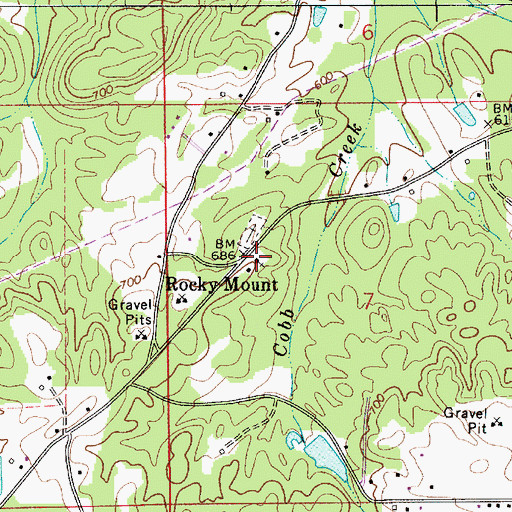 Topographic Map of Rocky Mount Methodist Church, AL