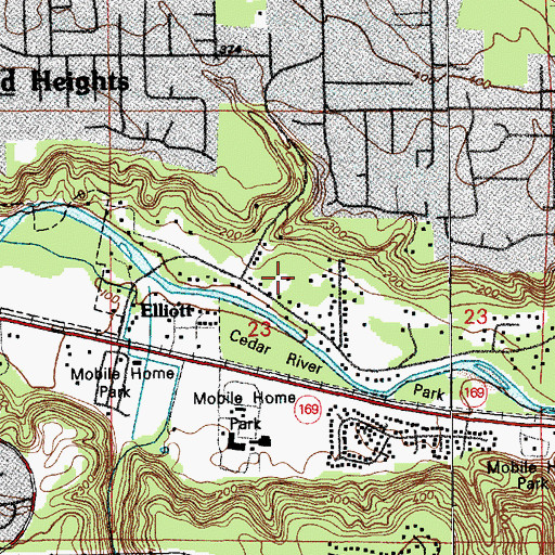 Topographic Map of Cedar River School of Renton, WA