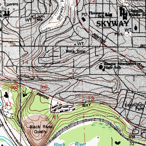 Topographic Map of Skyway Christian Kindergarten, WA