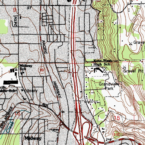 Topographic Map of Kent Continuation School, WA