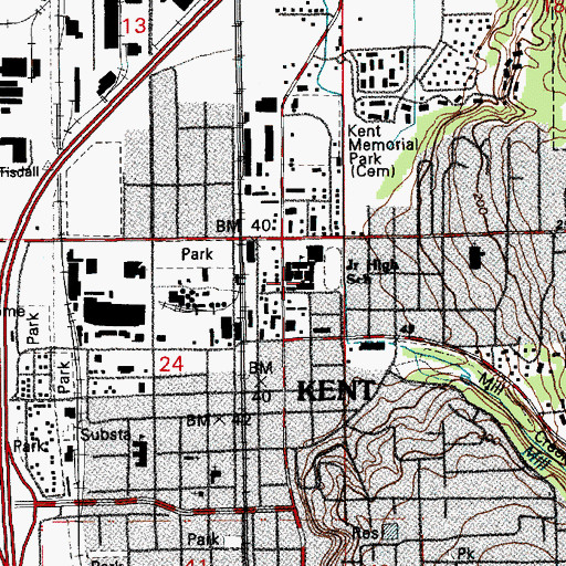 Topographic Map of Kent Junior High School, WA