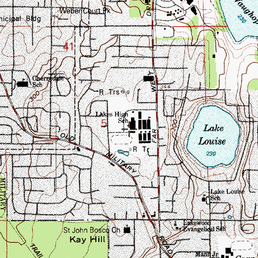 Topographic Map of Lakes High School, WA