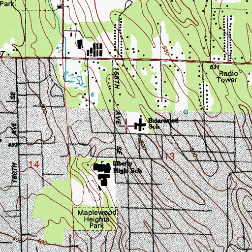 Topographic Map of Briarwood Elementary School, WA