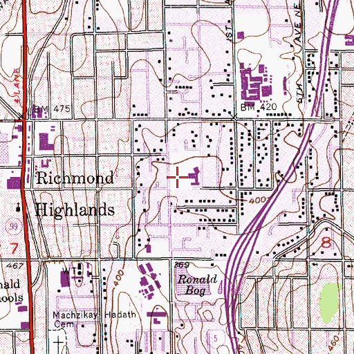 Topographic Map of Shoreline Alternative School, WA