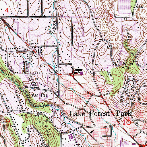 Topographic Map of Lake Forest Park Elementary School, WA