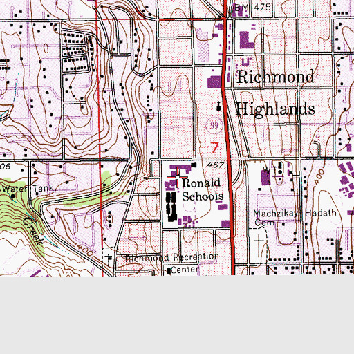Topographic Map of Shorewood High School, WA