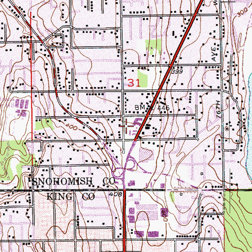 Topographic Map of Achieve Elementary and Middle School, WA