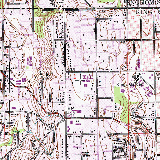 Topographic Map of Einstein Middle School, WA