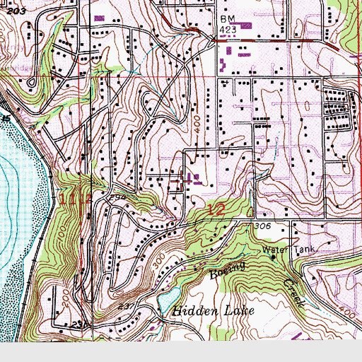 Topographic Map of Sunset Intermediate School, WA