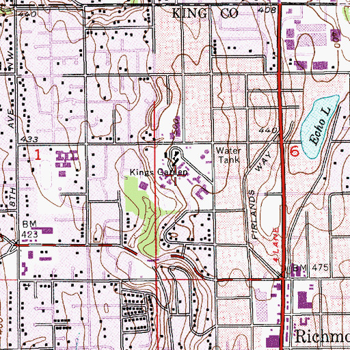 Topographic Map of King's Schools, WA