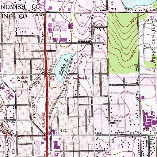 Topographic Map of Echo Lake Elementary School, WA