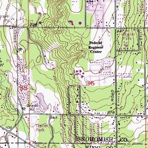 Topographic Map of Shelton View Elementary School, WA