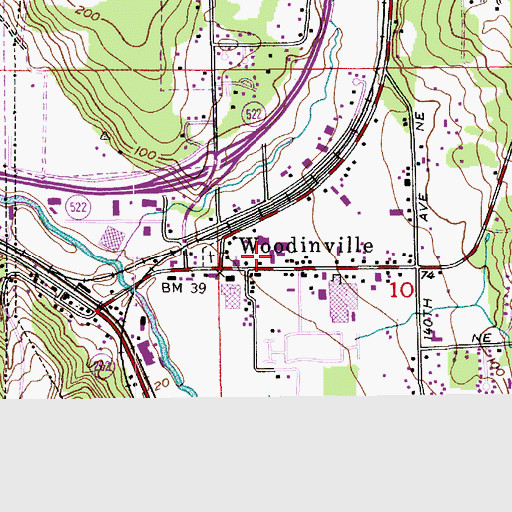 Topographic Map of Woodinville Elementary School, WA