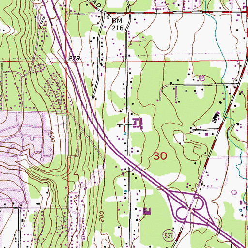 Topographic Map of Crystal Springs Elementary School, WA