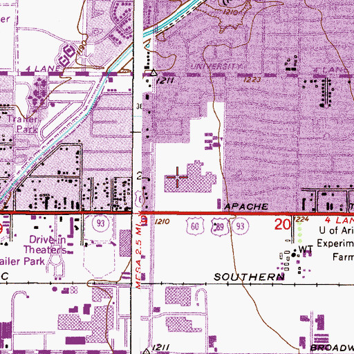 Topographic Map of Tri-City Mall, AZ