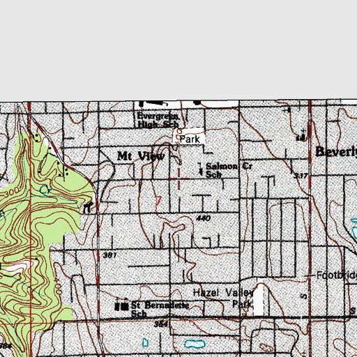 Topographic Map of New Start High School, WA