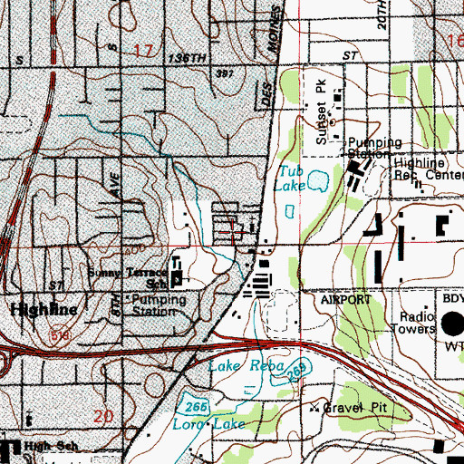 Topographic Map of Burien Seventh Day Adventist School, WA
