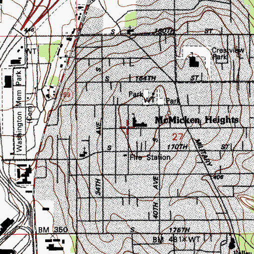 Topographic Map of McMicken Heights Elementary School, WA