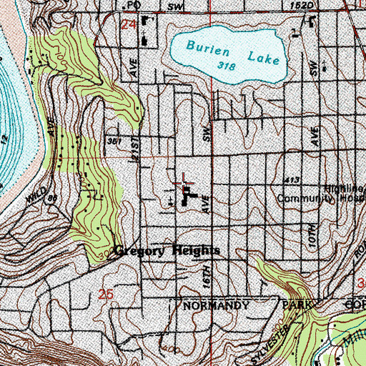 Topographic Map of Gregory Heights Elementary School, WA