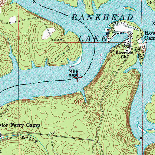 Topographic Map of Lock Number Thirteen (historical), AL