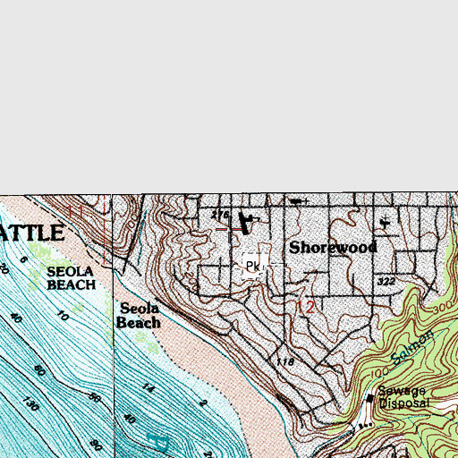 Topographic Map of Shorewood Elementary School, WA