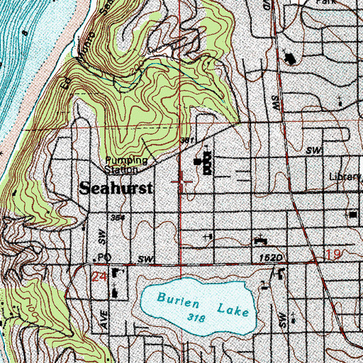 Topographic Map of Seahurst Elementary School, WA