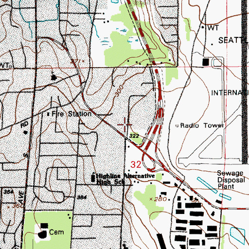 Topographic Map of Seatac Occupational Skills Center, WA