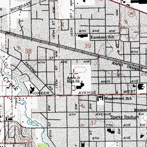Topographic Map of Aylen Junior High School, WA